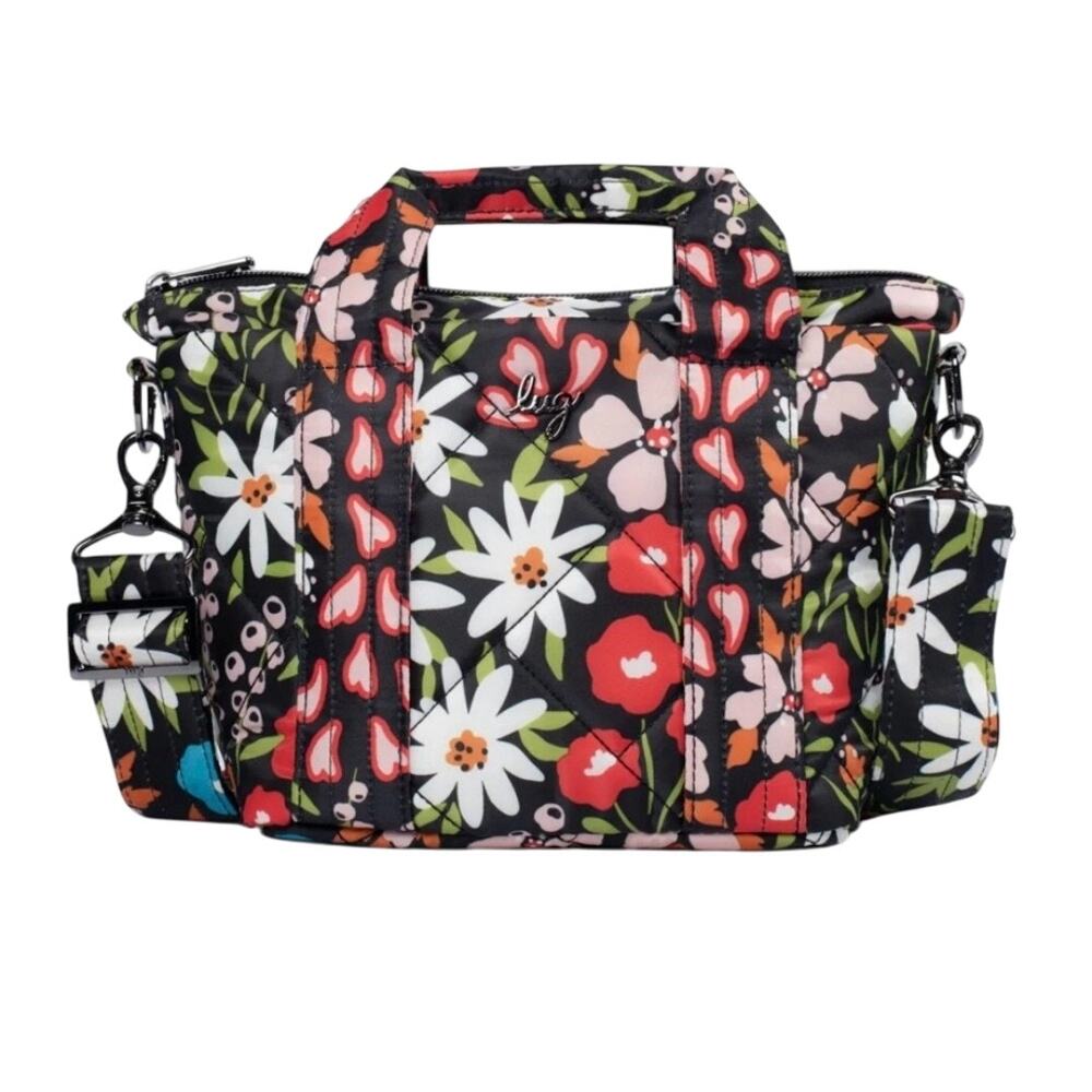 New Lug Dori Mini Tote Crossbody Floral Black Bag Purse